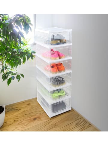 EASYmaxx Schuhregal faltbar 34,5x25,5x105cm weiß 6 Fächer Transparent