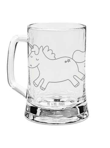 Mr. & Mrs. Panda Bierkrug Glas Einhorn Happy ohne Spruch in Transparent