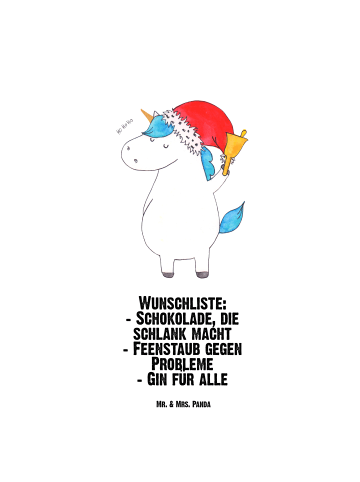 Mr. & Mrs. Panda Trinkflasche Einhorn Weihnachtsmann mit Spruch in Weiß