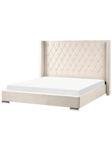 Beliani 2-tlg Doppelbett LUBBON in Weiß/Silber