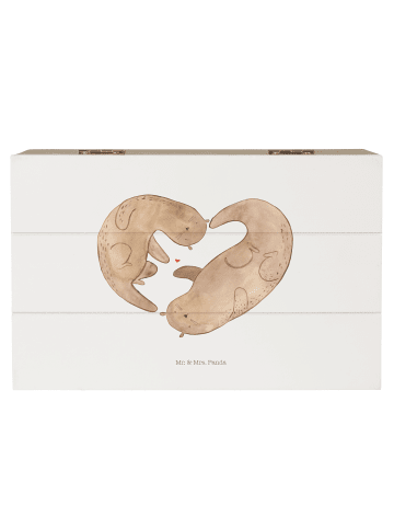 Mr. & Mrs. Panda Holzkiste Otter Herz ohne Spruch in Weiß