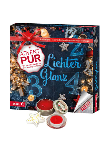 ROTH PUR Adventskalender mit nur 4 Türchen, gefüllt – Lichterglanz in Bunt