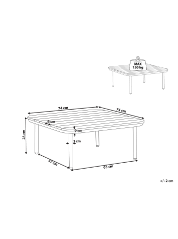 Beliani Esstisch SENISE in Weiß - (W) 74 x (H) 28 x (L) 74 cm