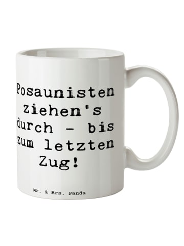 Mr. & Mrs. Panda Tasse Spruch Trombone Durchzieher mit Spruch in Weiß