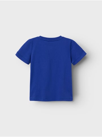 name it T-Shirt Print Design Rundhals Shirt in Blau-Weiß