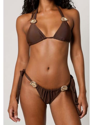 Moda Minx Bikinihose Nautilius Shell Ruched Tie Side Bikini Bottoms in brown