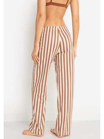 LSCN BY LASCANA Pyjamahose in braun-roségold-gestreift