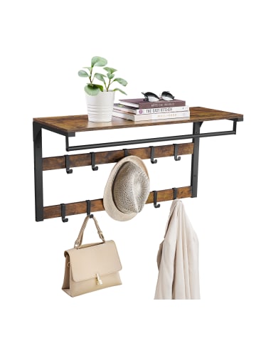 VASAGLE Wandgarderobe Barnet-old in Braun-Schwarz - (B)80 x (H)42 x (T)30 cm