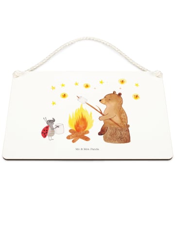 Mr. & Mrs. Panda Schild Bär & Marienkäfer Lagerfeuer ohne Spruch in Weiß