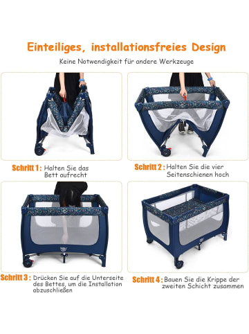 COSTWAY 2 in 1 Reisebett in Blau