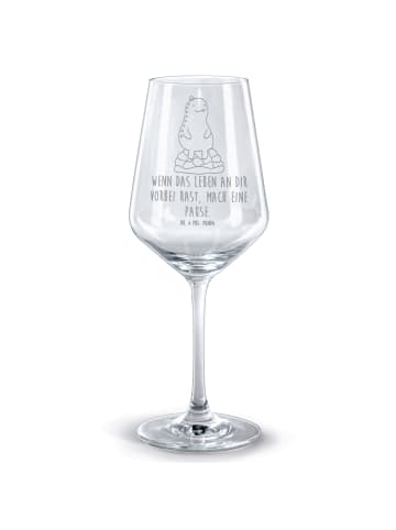 Mr. & Mrs. Panda Glas für Rotwein Schildkröte Pause mit Spruch in Transparent