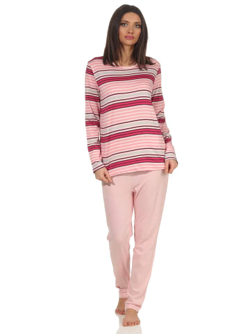 NORMANN Pyjama langarm Blockstreifen - 53501 in beere