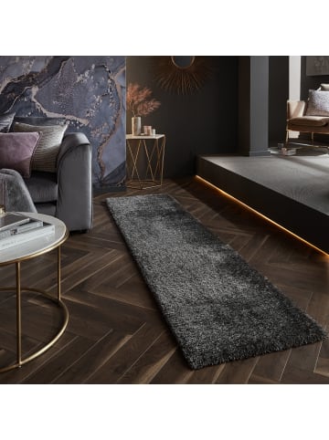 KADIMA DESIGN Hochflor-Teppich aus recyceltem Polyester in Anthrazit