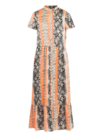 IZIA Kleid Kurzarm Maxi in Orange Mehrfarbig