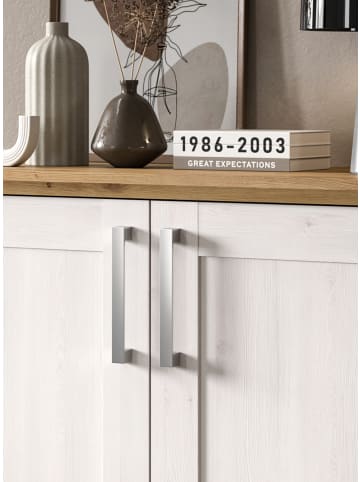 Inn.Furn Kommode weiß Lärche, Eiche Artisan 95 cm, Sideboard im Landhaus-Stil