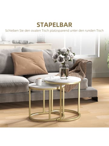 HOMCOM Couchtisch-Set in Weiß 50L x 50B x 50,5H cm