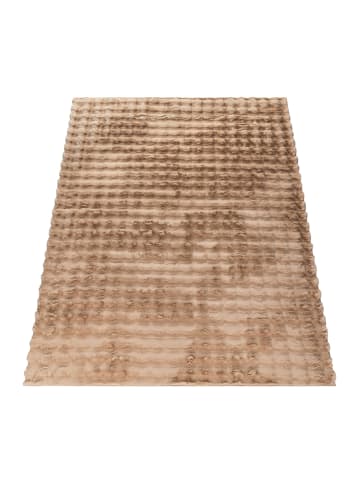 KADIMA DESIGN Hochflor Teppich Shaggy waschbar Unifarben Struktur Schlafzimmer in Beige