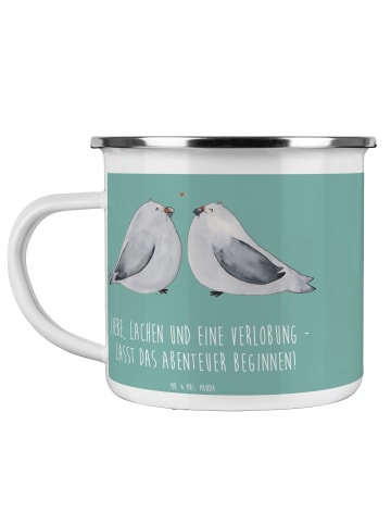 Mr. & Mrs. Panda Kaffeebecher Verlobungsfeier Abenteuer mit Spruch in Meeresbrise