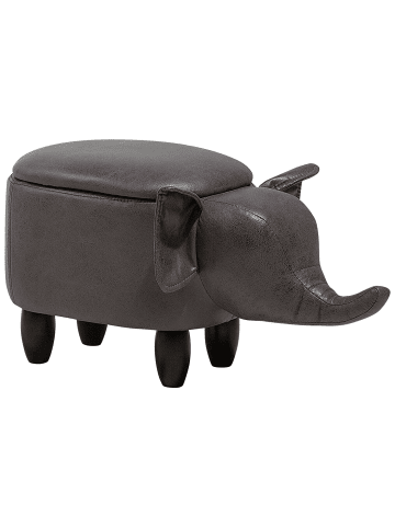 Beliani Tierhocker ELEPHANT in Grau/Braun - (W) 70 x (H) 35 x (L) 32 cm