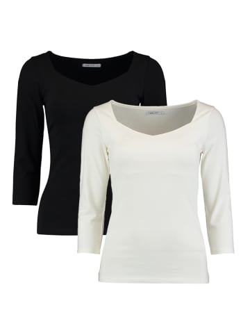 Hailys Dünnes 3/4 Arm Shirt 2-er Stück Set Stretch Longsleeve NOA in Schwarz-Weiß