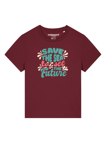wat? Apparel T-Shirt Save the sea in Weinrot