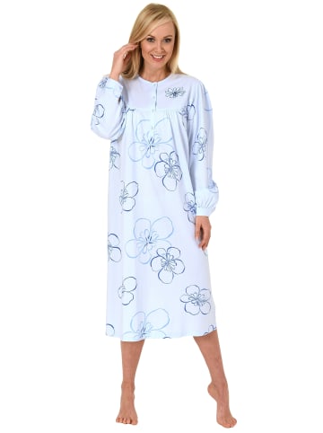 NORMANN Nachthemd Knopfleiste am Hals - 58416 in hellblau