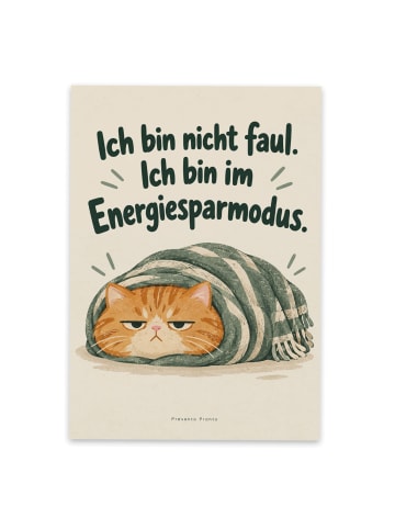 Ansichtskarte Katze eingewickelt Design mit Spruch in Weiß