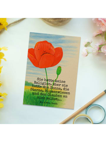 Mr. & Mrs. Panda Postkarte Blume Mohnblume Design mit Spruch in Weiß