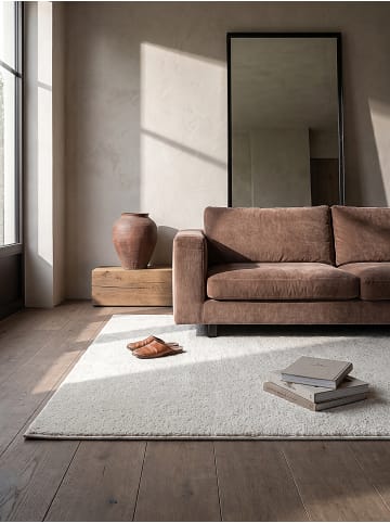 KADIMA DESIGN Teppich Hochflor Uni weich wohnlich Wohnzimmer Schlafzimmer gemütlich in Creme