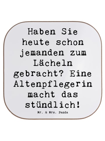 Mr. & Mrs. Panda Glasuntersetzer Spruch Altenpflegerin Lächeln m... in Weiß
