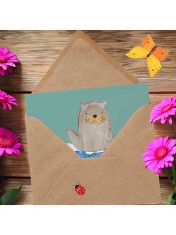 Mr. & Mrs. Panda Einladungskarte Schwimmen Pfade mit Spruch in Meeresbrise