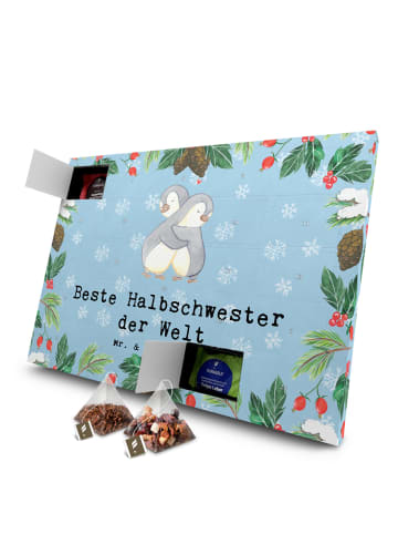 Mr. & Mrs. Panda Tee Adventskalender Pinguin Beste Halbschwester... in Eisblau