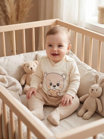 TupTam Baby Unisex Strampler-Set mit Aufdruck Spruch 2-tlg in creme