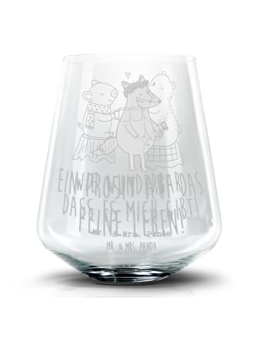Mr. & Mrs. Panda Blümchentail Glas Glühschwein Sause mit Spruch in Transparent