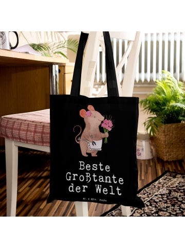 Mr. & Mrs. Panda Tote Bag Maus Beste Großtante der Welt mit Spruch in Schwarz