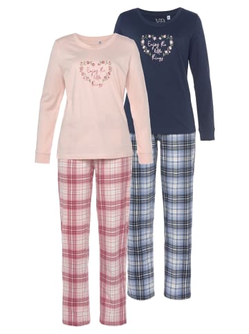 Vivance Active Pyjama in blau-rosa