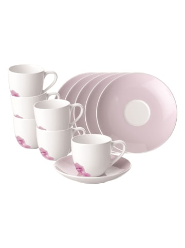 Villeroy & Boch 6er Set Espressotassen mit Untertassen Rose Garden in 70 ml in rosa