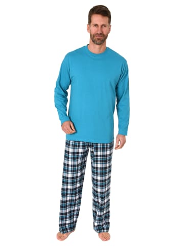 NORMANN Schlafanzug lang FlanellHose - 74963 in türkis