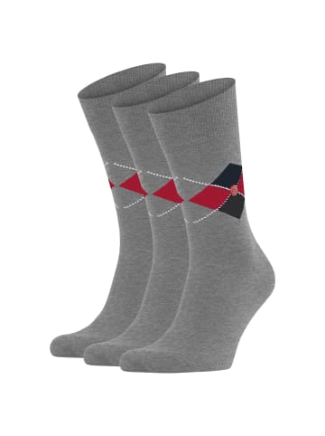 Burlington Socken 3er Pack in Grau/Dunkelblau/Rot