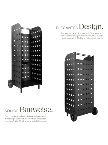 tectake Holzwagen  53,5 x 41 x 112 cm, schwarz