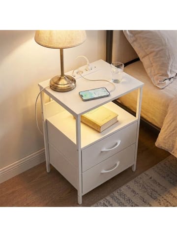 relaxdays Beistelltisch in Weiß - (B)40 x (H)60 x (T)30 cm