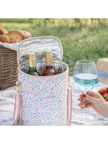 Greengate Greengate Weinkühler Kühltasche LOUISA Weiß mit Blumen Muster 34x13 cm