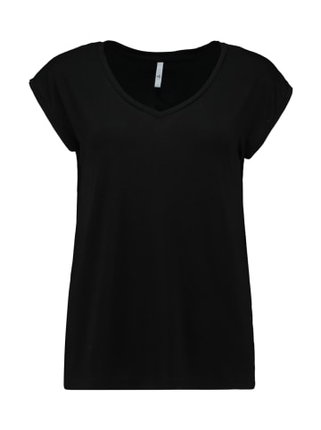 Hailys Einzigartiges Viskose T-Shirt mit Glitzer Streifen in Schwarz