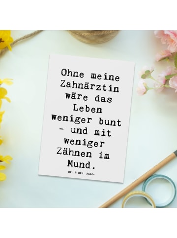 Mr. & Mrs. Panda Postkarte Spruch Zahnärztin Dank mit Spruch in Weiß