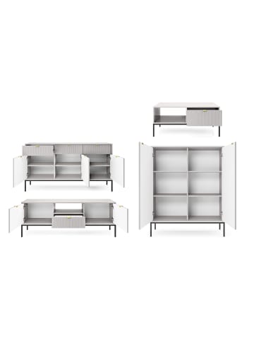 Feldmann-Wohnen Wohnzimmer-Set Nova Grau / Schwarz 4-teilig