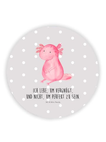 Mr. & Mrs. Panda Rund Magnet Axolotl Niedlich mit Spruch in Grau Pastell