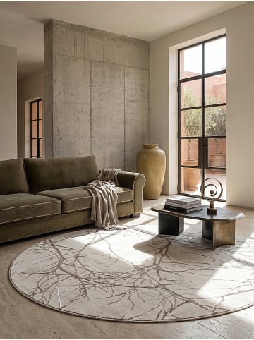 KADIMA DESIGN Rundteppich Abstrakt pflegeleicht Wohnzimmer Schlafzimmer Flur in Creme