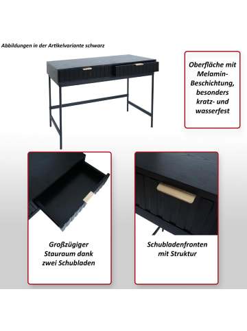 MCW Konsolentisch O41 Industrial Schublade Melamin 85x100x40cm, Holzoptik schwarz