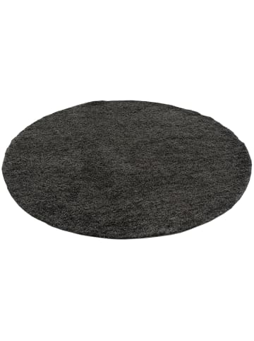 Pergamon Hochflor-Teppich Aloha Rund in anthrazit