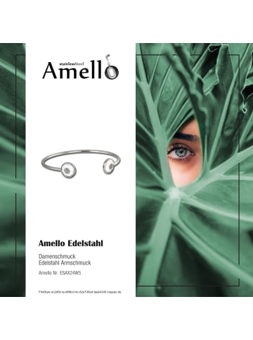 Amello Armband Edelstahl, Keramik Rund